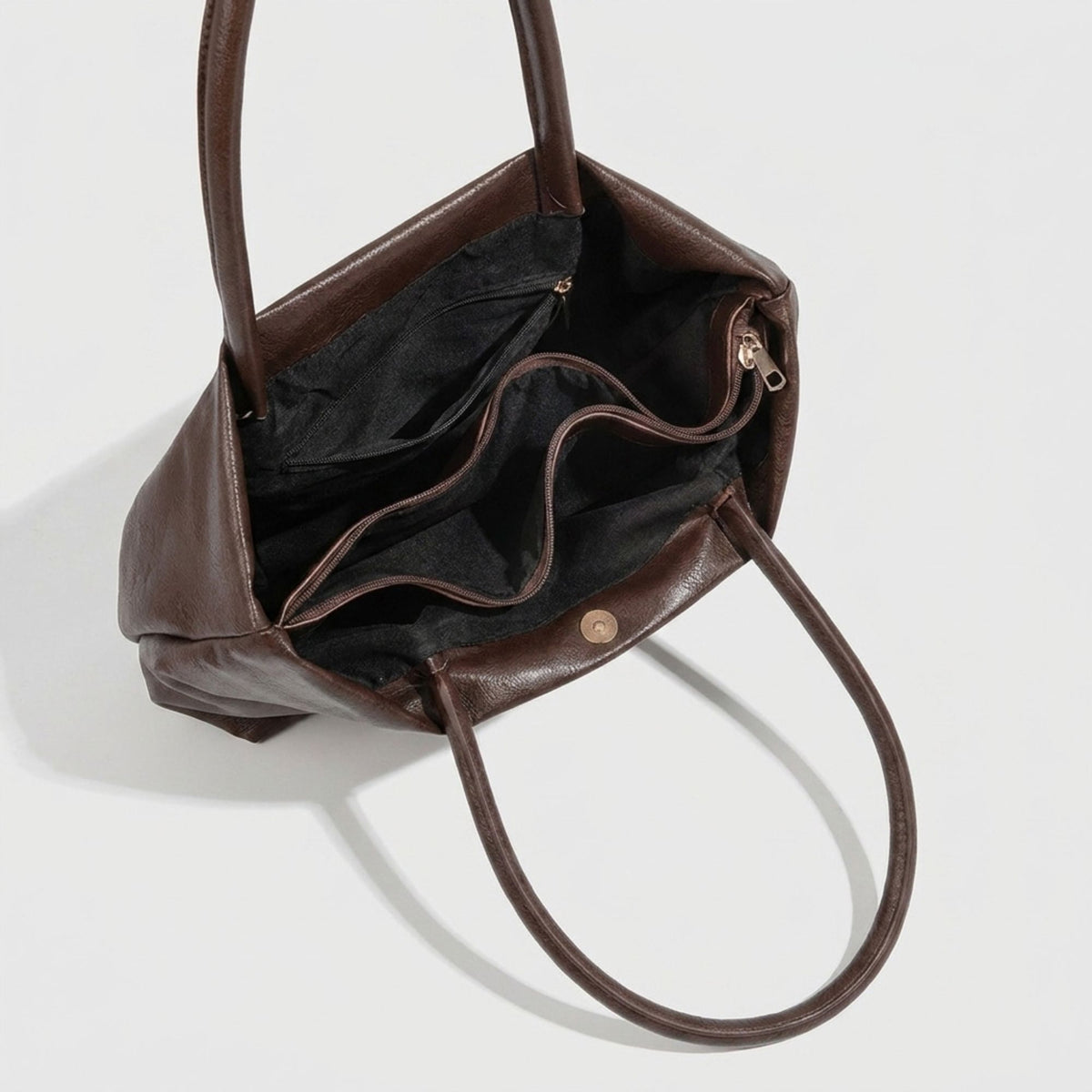 Large Capacity Pleated Faux Leather Shoulder Tote Bag for Work