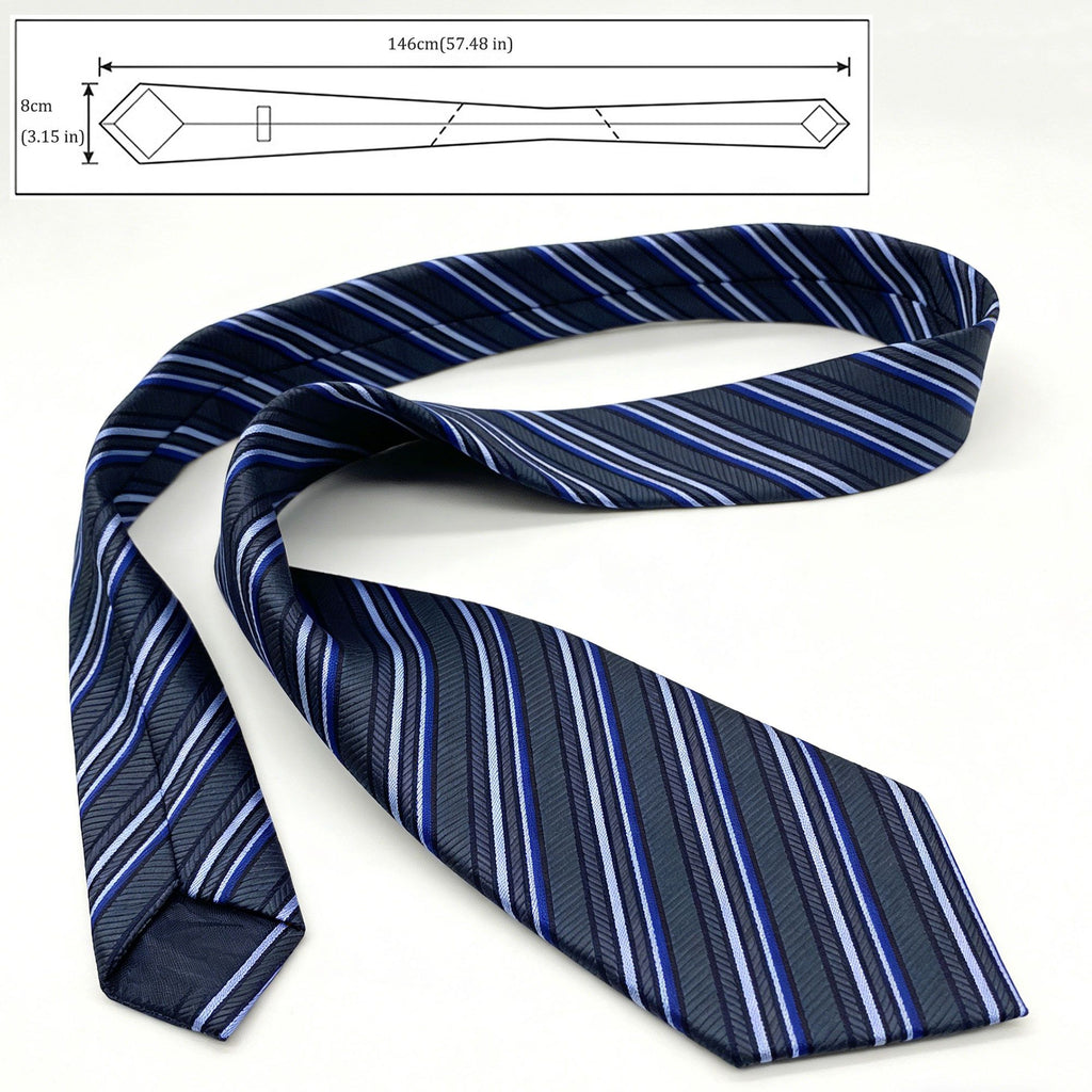 Anna-Kaci Men's Polyester Filament Tie with Multi-Tone Stripes - Formal Necktie for Business, Weddings & Daily Wear