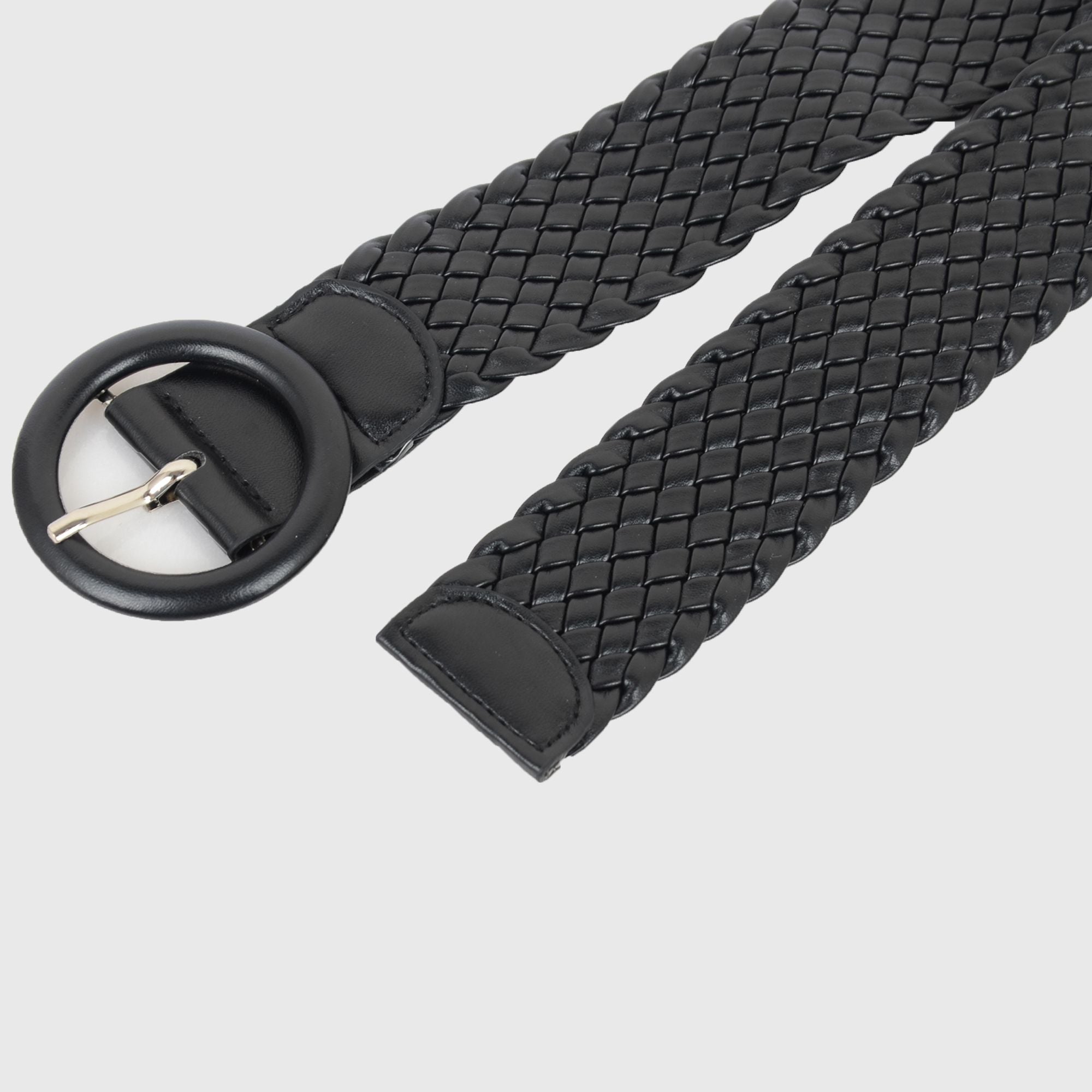 Anna-Kaci Sleek Woven Women's Belt with Plastic Buckle