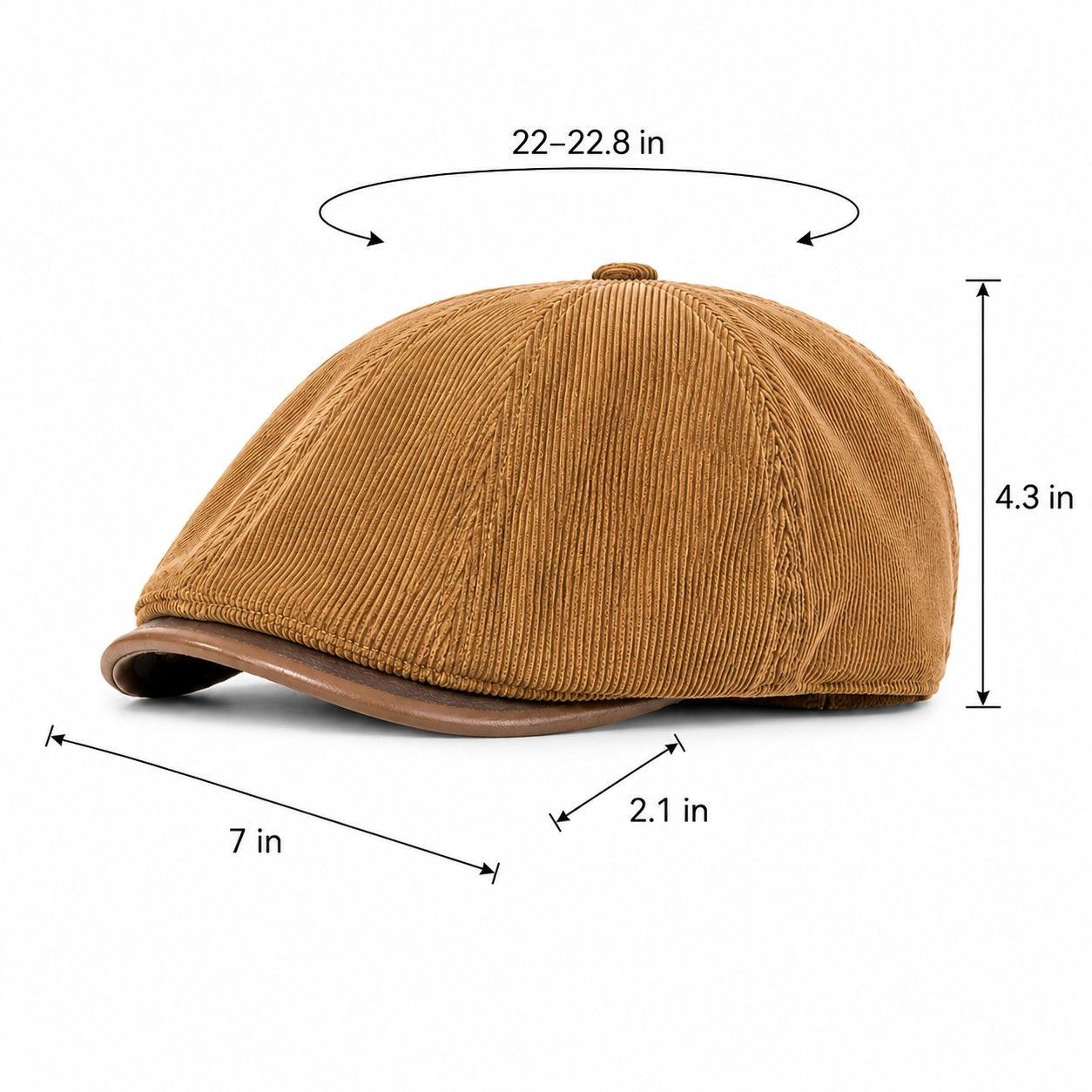 Corduroy Newsboy Cap Adjustable Short Brim Vintage Fall Winter Hat