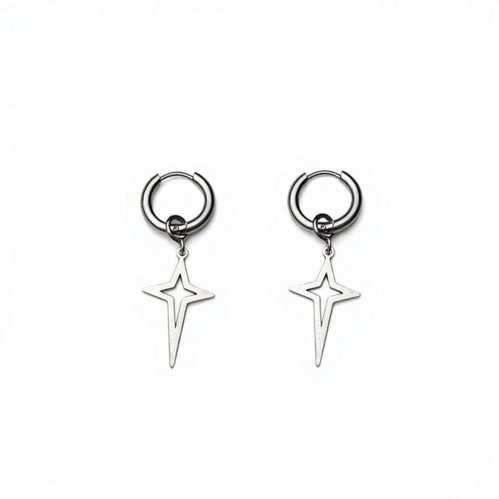 Star Drop Hoop Earrings with Cutout Geometric Charm and Sleek Minimalist Design for a Modern Stylish Everyday Accessory