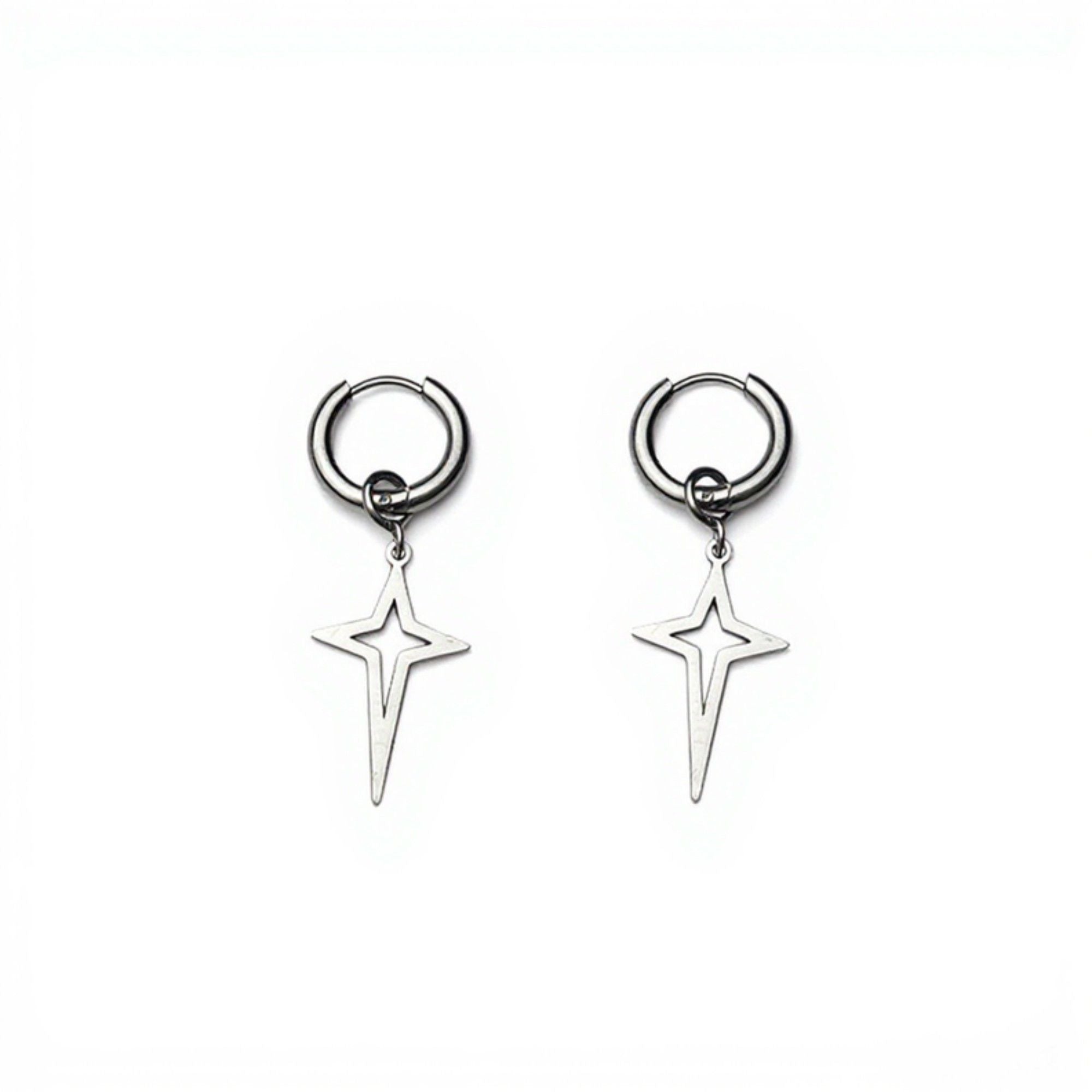 Star Drop Hoop Earrings with Cutout Geometric Charm and Sleek Minimalist Design for a Modern Stylish Everyday Accessory