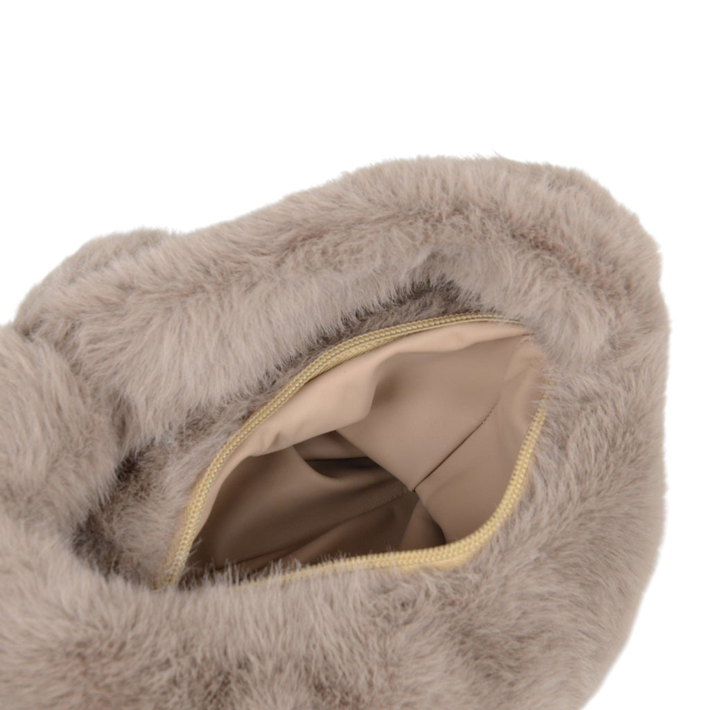 Anna-Kaci Women's Soft Plush Bow Faux Fur Handbag Stylish Daily Shoulder Bag