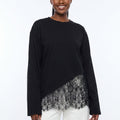 Asymmetrical Lace Hem Long Sleeve Top