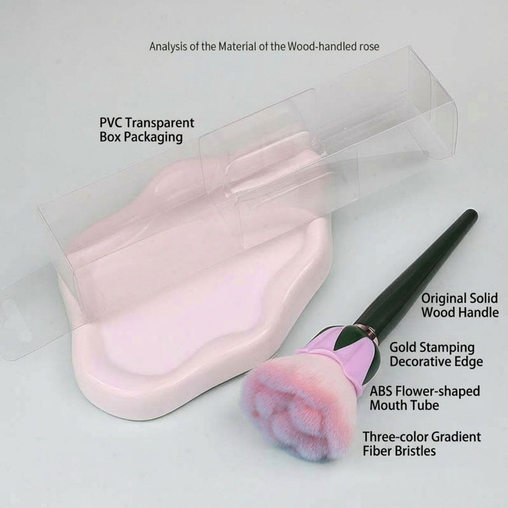 Flower-Shaped Soft Face Powder Brush with Sculpted Handle and Decorative Design