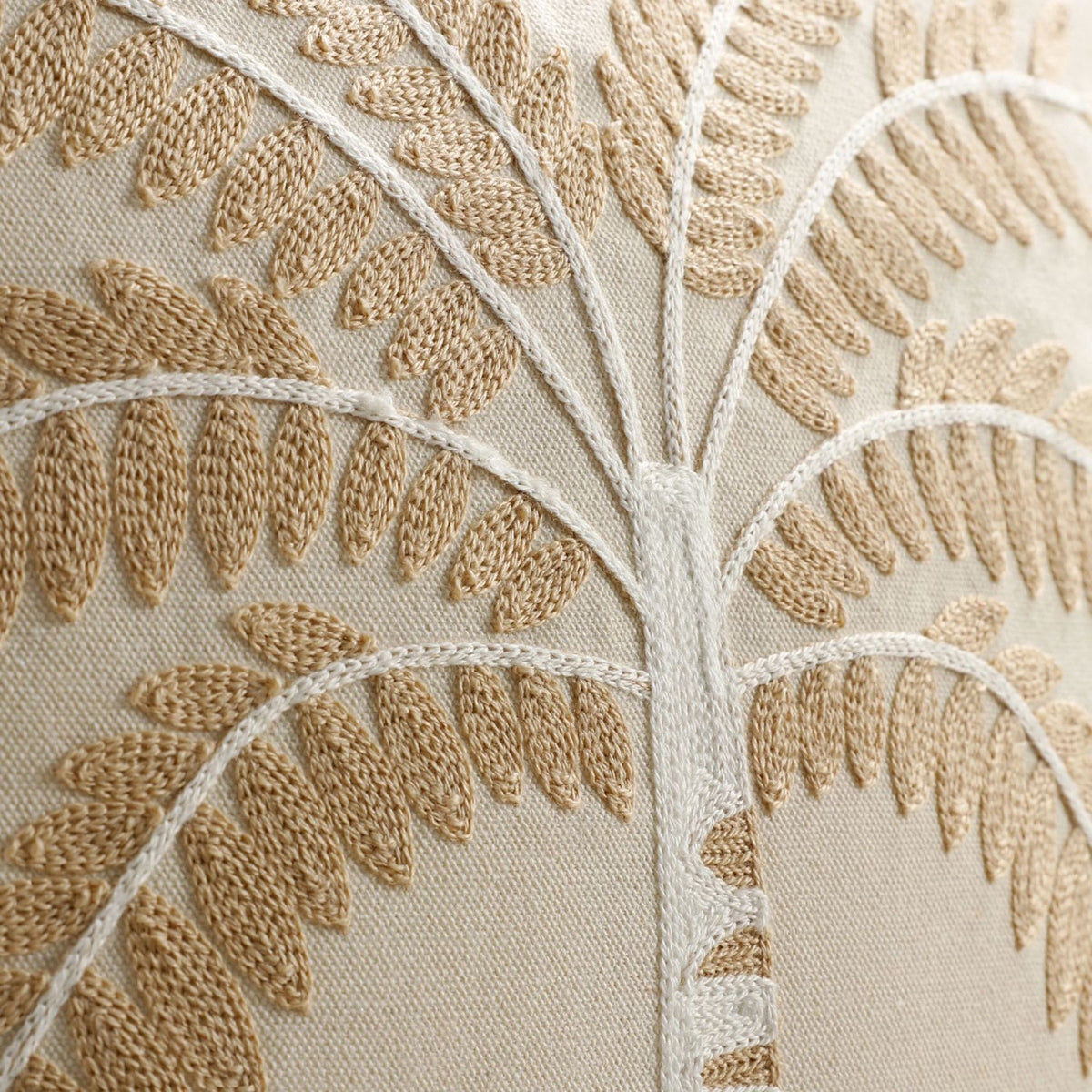 Palm Tree Embroidered Throw Pillow Cover Textured Botanical Square Cushion Cover