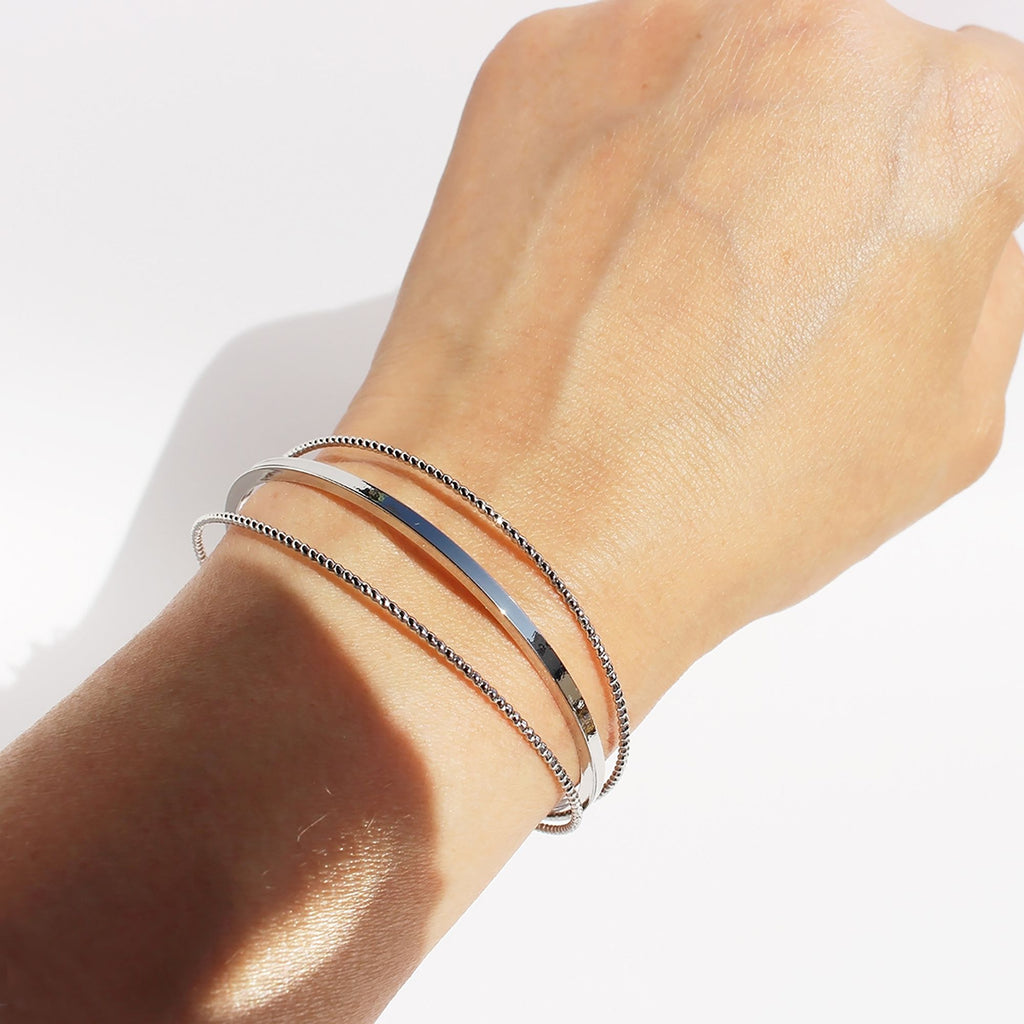 Women's Geometric Layered Cuff Bracelet - Chunky & Chain Mixed Open Bangle for Minimalist Modern Styling