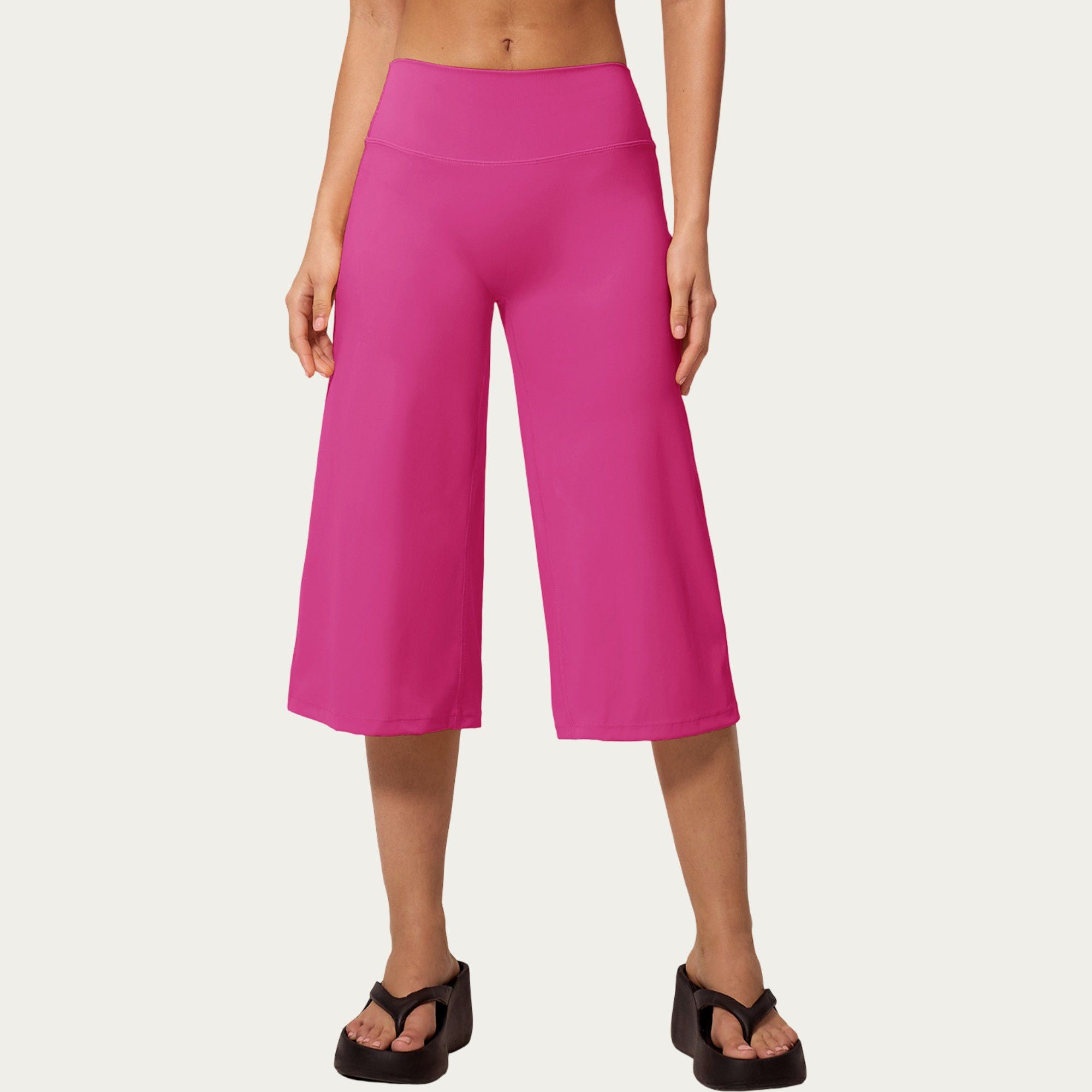 Anna-Kaci Active Women's High Waist Capri Wide Leg Pants with Smooth Stretch Fabric and Relaxed Fit