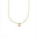 Women's Dainty Flower Pendant Necklace with Crystal Center and Fine Chain Design 18in