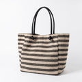 Striped Canvas Tote Bag with Matching Zipper Pouch and Interior Pocket