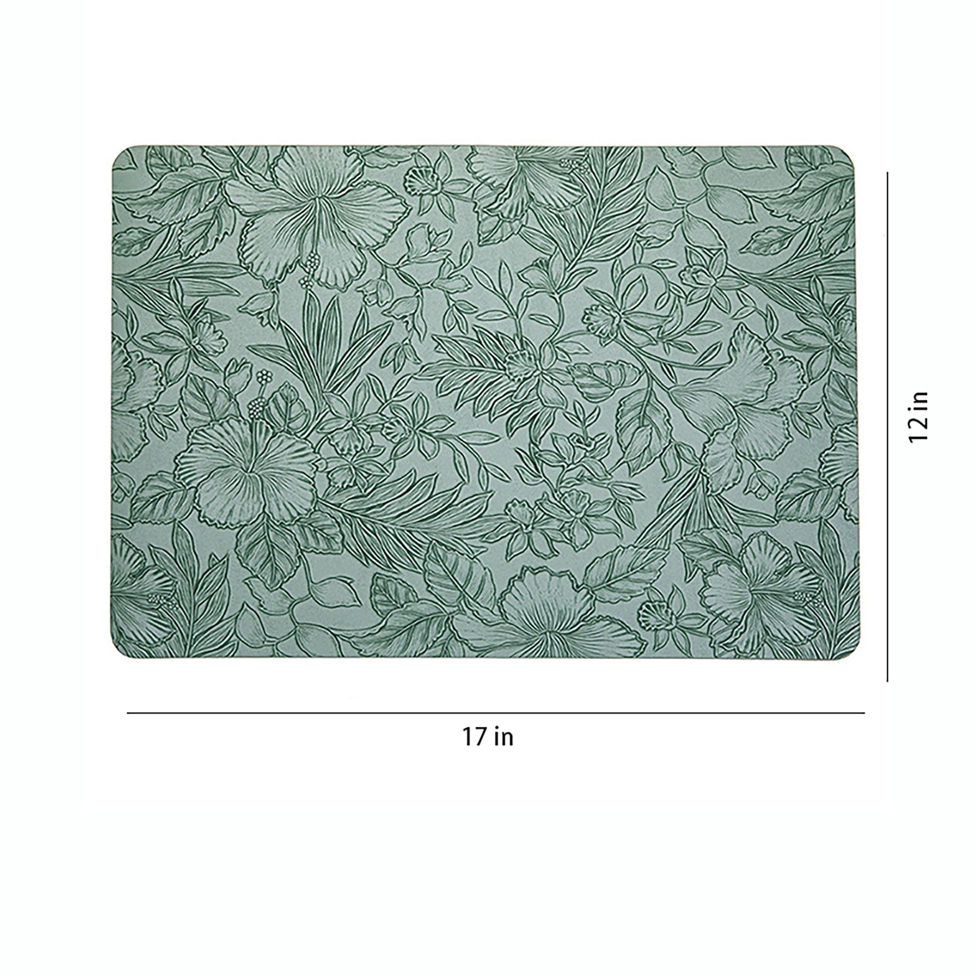 6 Piece Floral PVC Placemat Set Heat Resistant Wipe Clean Table Mats for Dining Table