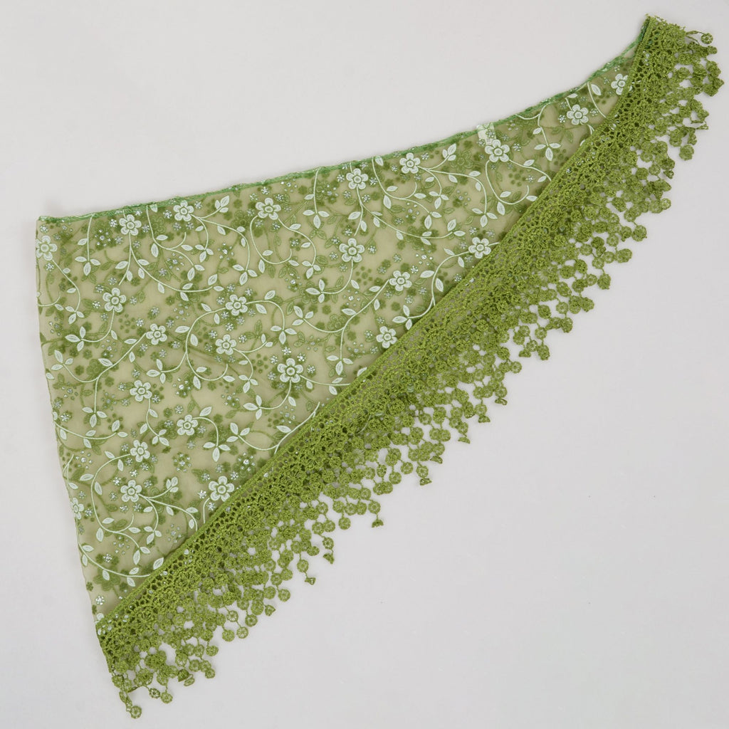Anna-Kaci Lightweight Lace Floral Head Scarf Fringe Triangular Shawl Scarf Wrap Bandana for Women