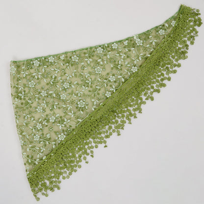 Anna-Kaci Lightweight Lace Floral Head Scarf Fringe Triangular Shawl Scarf Wrap Bandana for Women