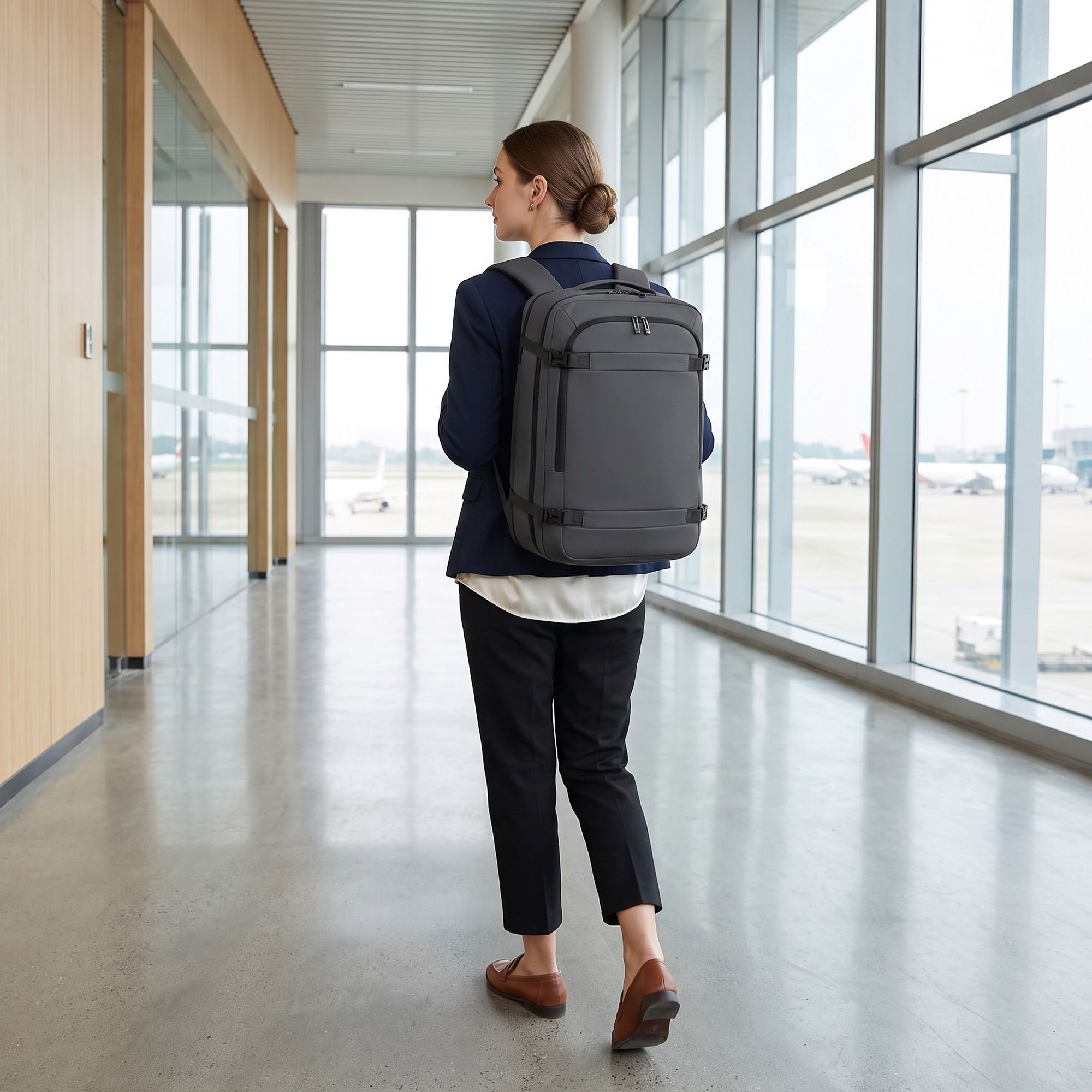 Large Travel Backpack with Compression Straps Multiple Compartments and Padded Shoulder Straps