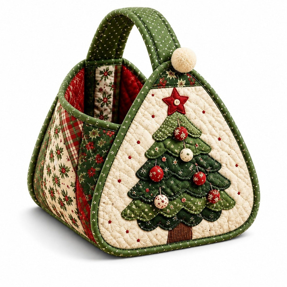Christmas Santa Quilted Carry Basket DIY Sewing Kit