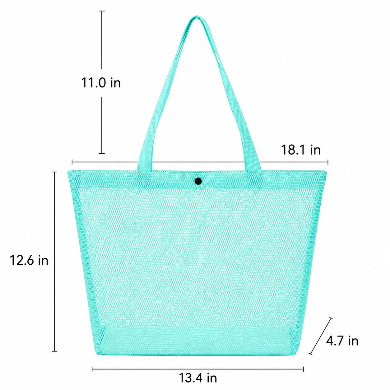 Reusable Mesh Shopping Tote Bag with Snap Closure and Carry Handles