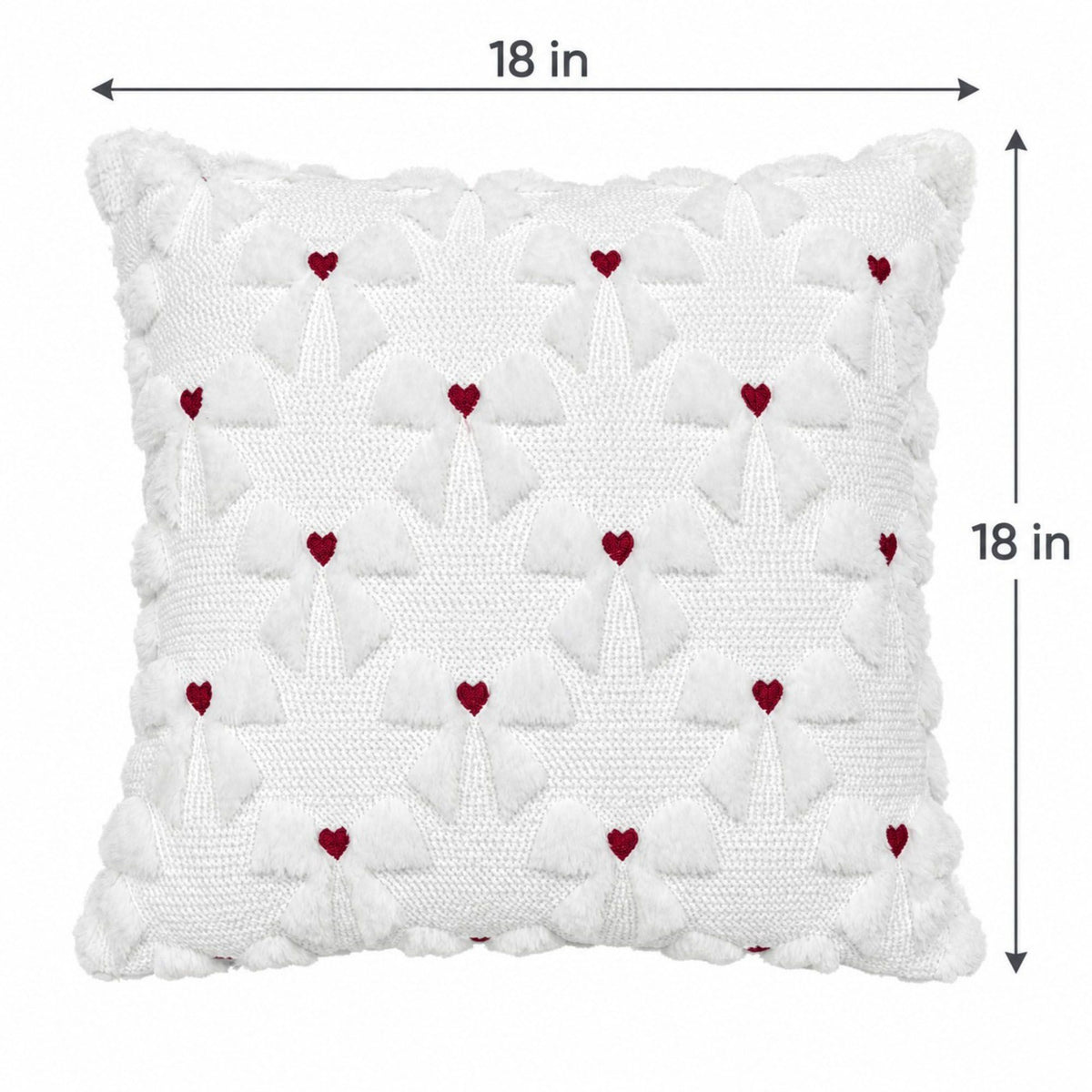 2 Pack Tufted Bow Heart Decorative Throw Pillow Covers Soft Textured Cushion Covers