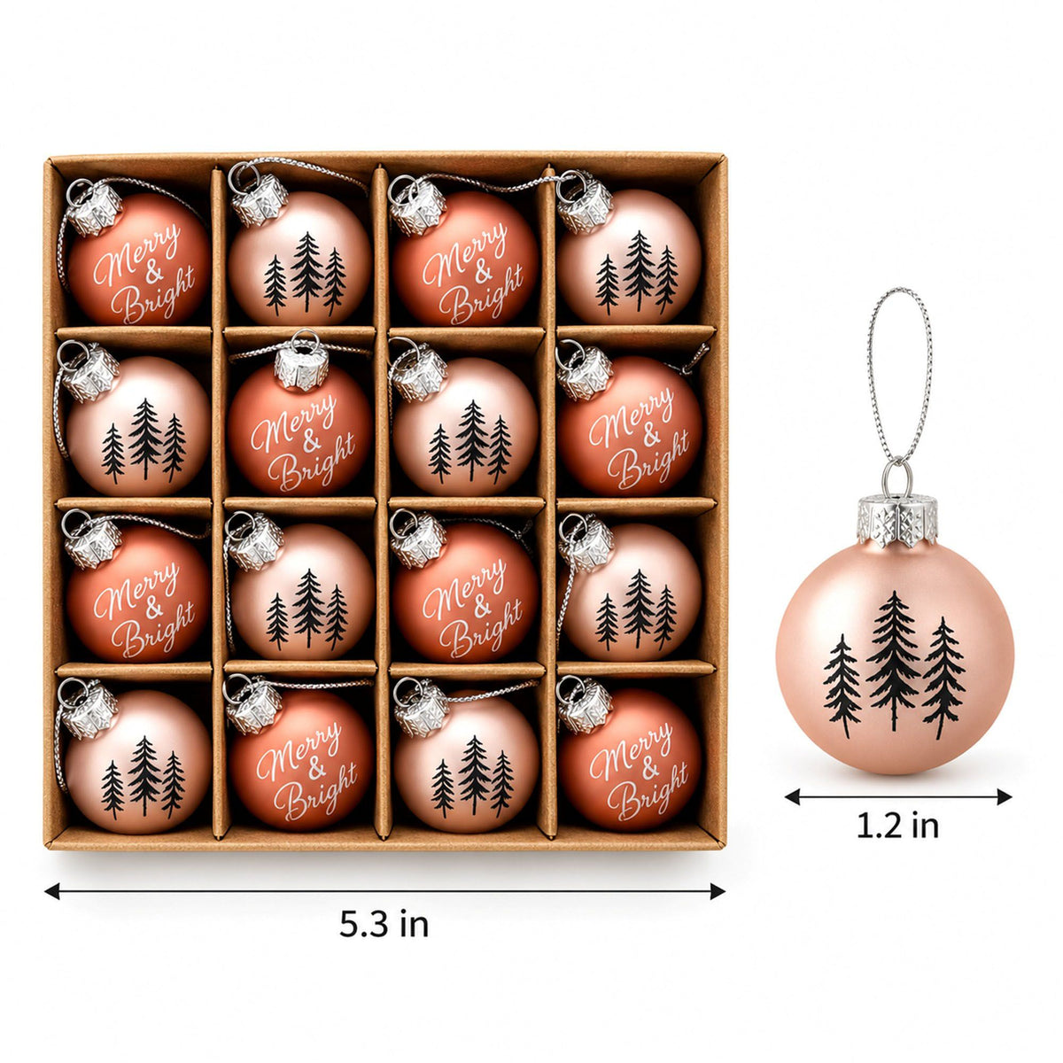17 Piece Mini Christmas Ball Ornaments and Tree Topper Set Gift