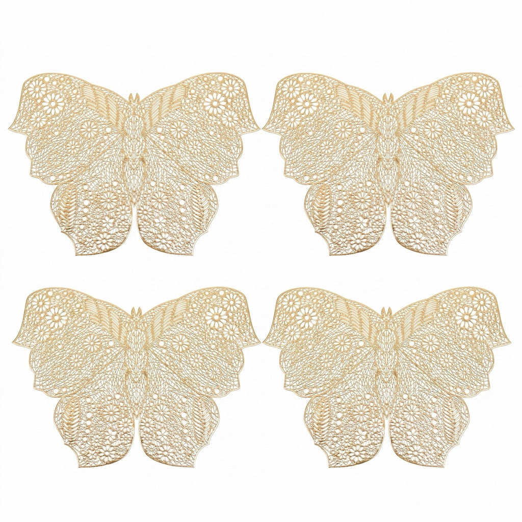 4 Piece Butterfly Placemat Set Decorative PVC Heat Resistant Table Mats for Dining Table
