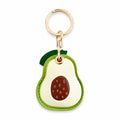Double-Sided Fruit Bag Charm Keychain with Stitched Detail and Gold-Tone Ring