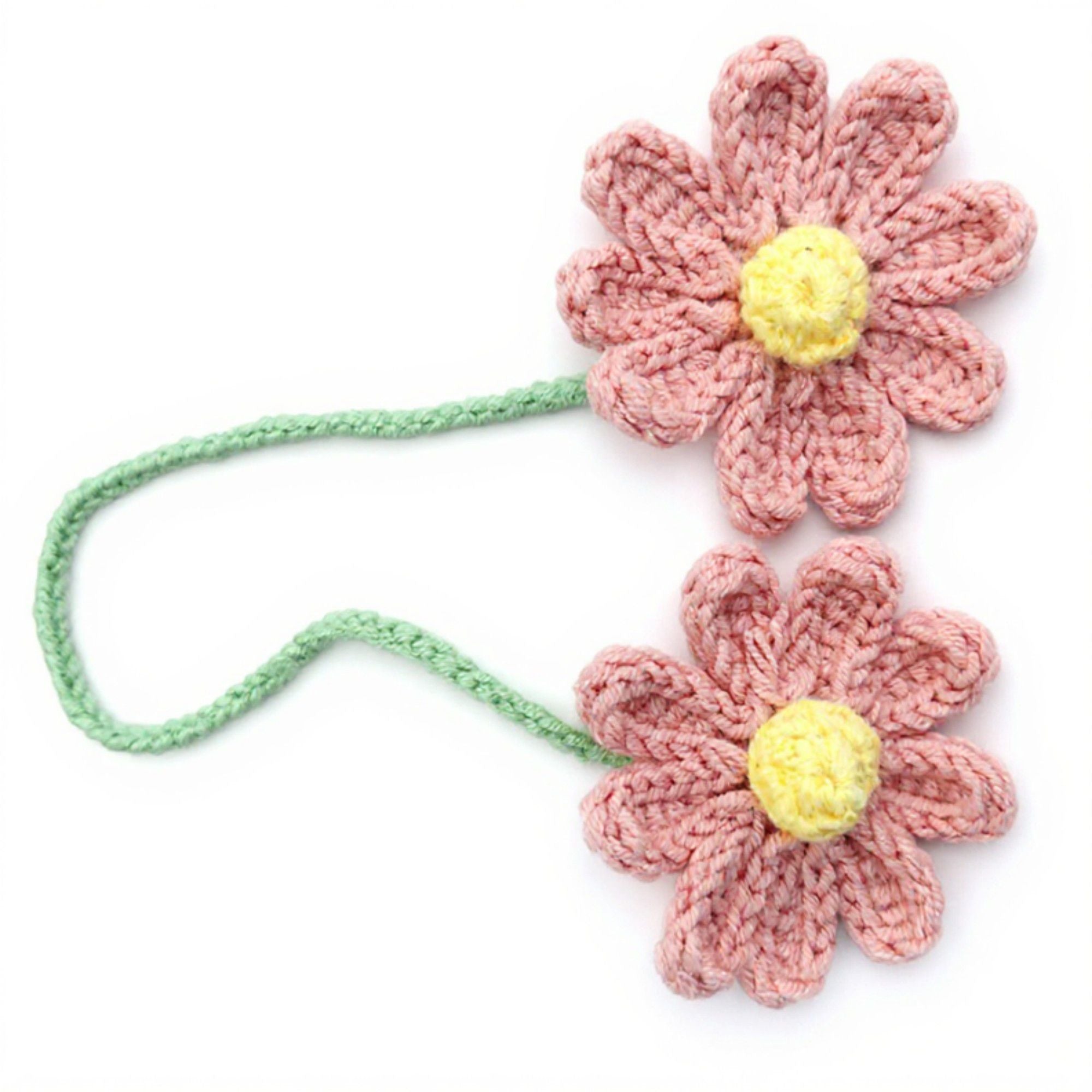 Anna-Kaci 2pcs Crochet Daisy Car Mirror Hanging Decoration with Dual Flower Design