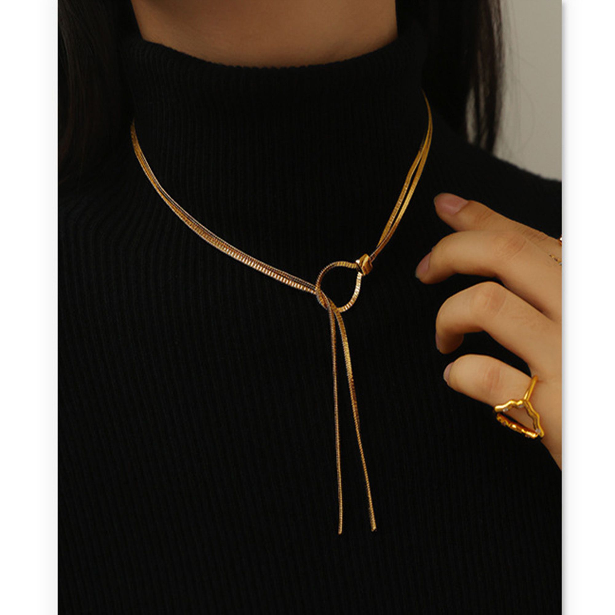 Adjustable Lariat Necklace with Sliding Ring Detail