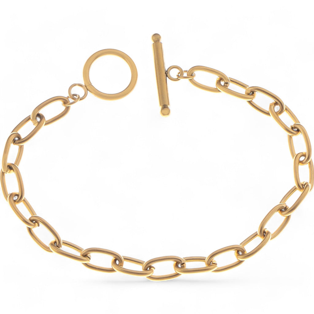 Women's Paperclip Chain Fashion Bracelet with Toggle Clasp
