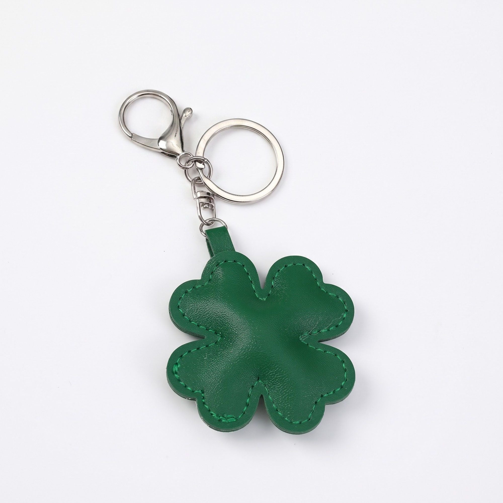 Four-Leaf Clover Bag Charm with Silver Tone Clip