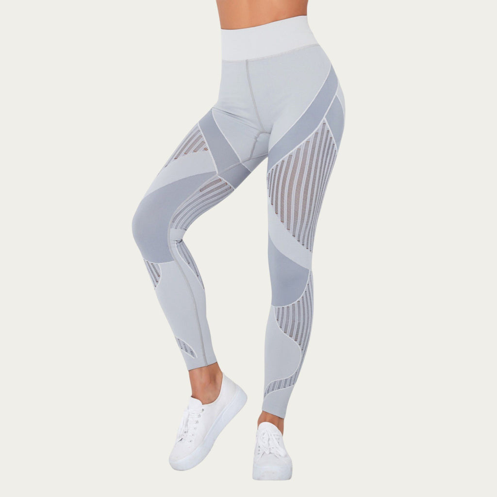Anna-Kaci Active Women's Seamless Patterned Leggings with Ribbed Details and Contouring Panels