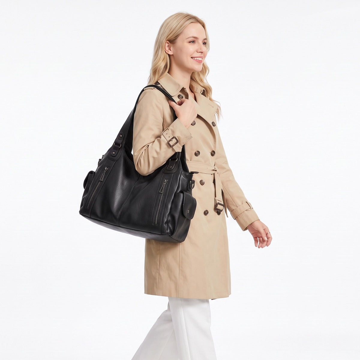 Large Shoulder Tote Bag with Multiple Pockets