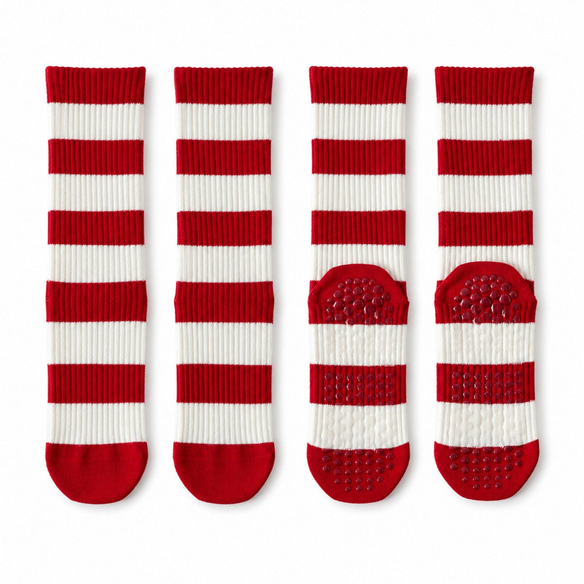 Grip Crew Socks 2 Pair Pack Ribbed Stripe Design
