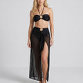 Anna-Kaci Swim Women's 3-Piece Bikini Set with Bandeau Halter Top High Waist Bottom and Sheer Wrap Skirt