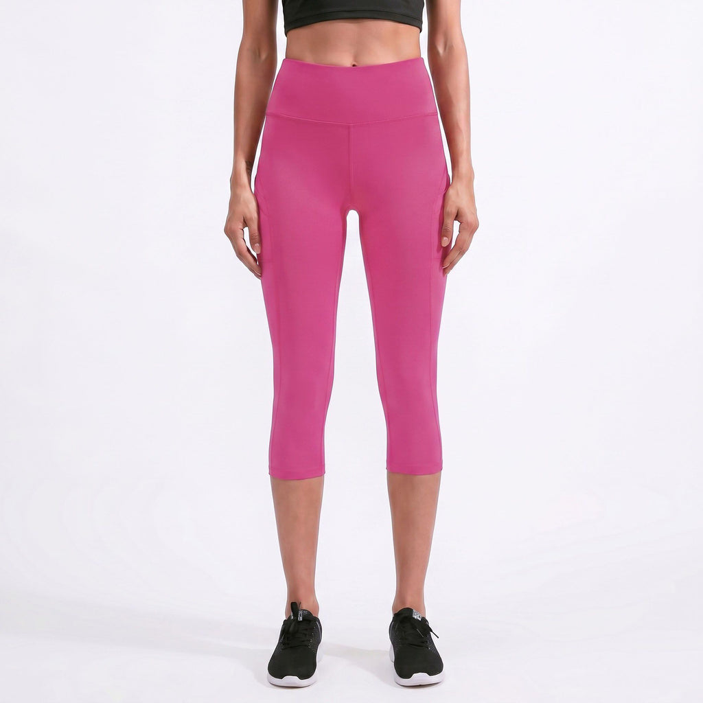High Waist Capri Leggings with Wide Waistband Smooth Stretch Pull On Workout Yoga Pants