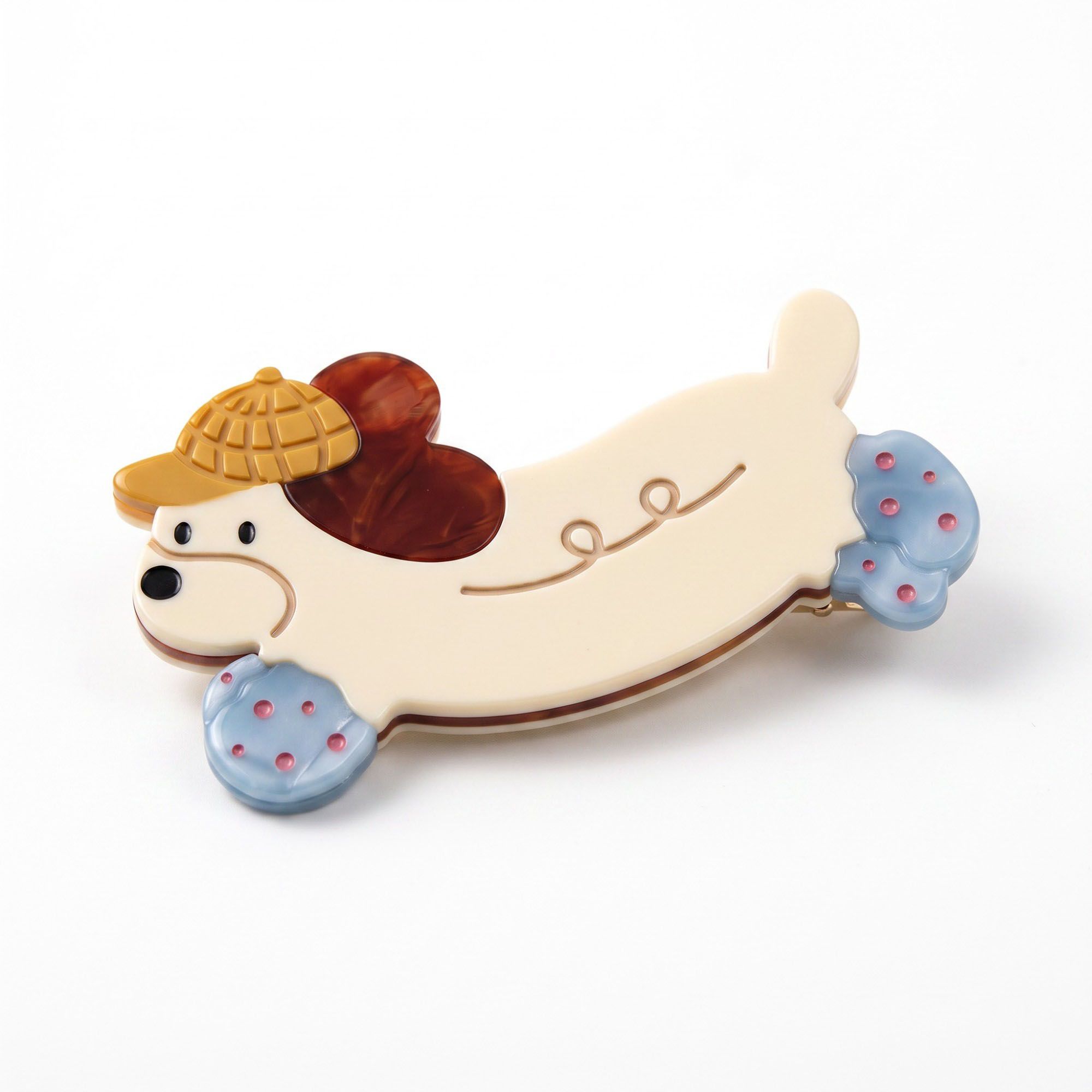 3pc Dachshund Dog Hair Clip Set Colorful Acetate Barrettes