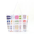 Printed Beach Tote Bag with Mesh Pockets and Shoulder Handles
