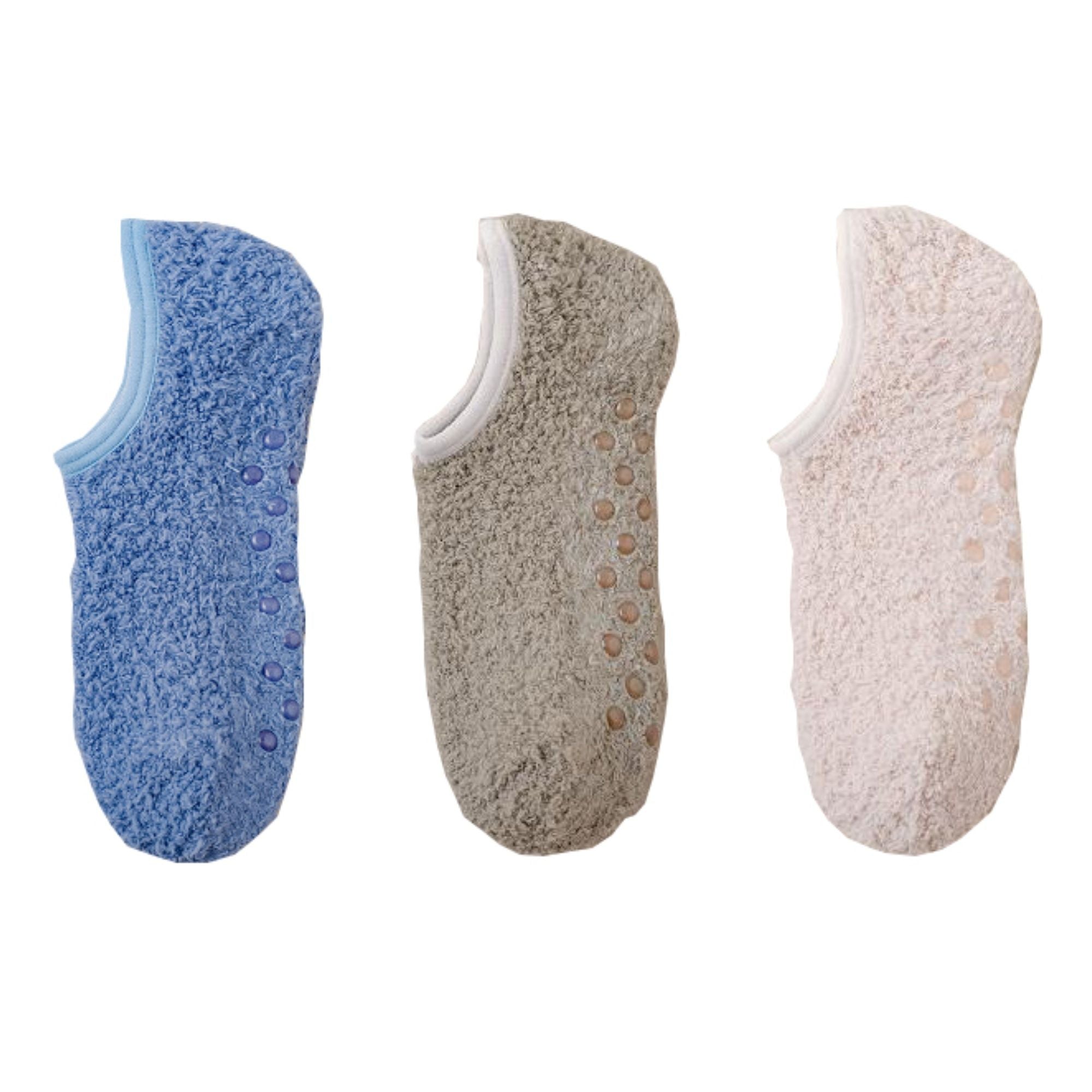 Anna-Kaci Women's 3-Pack Fuzzy Grip Socks Low Cut Non-Slip Soft Lounge Slipper Socks