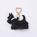 Black Scottish Terrier Dog Bag Charm with Heart Shaped Gold Tone Clip