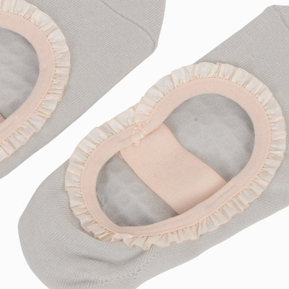 Anna-Kaci Women's Ballet Style Grip Socks with Ruffle Trim and Cross Strap Anti-Slip Sole Yoga and Pilates 2-Pack