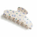 2pcs Floral Print Hair Claw Clip with Rhinestone Accents and Glossy Finish