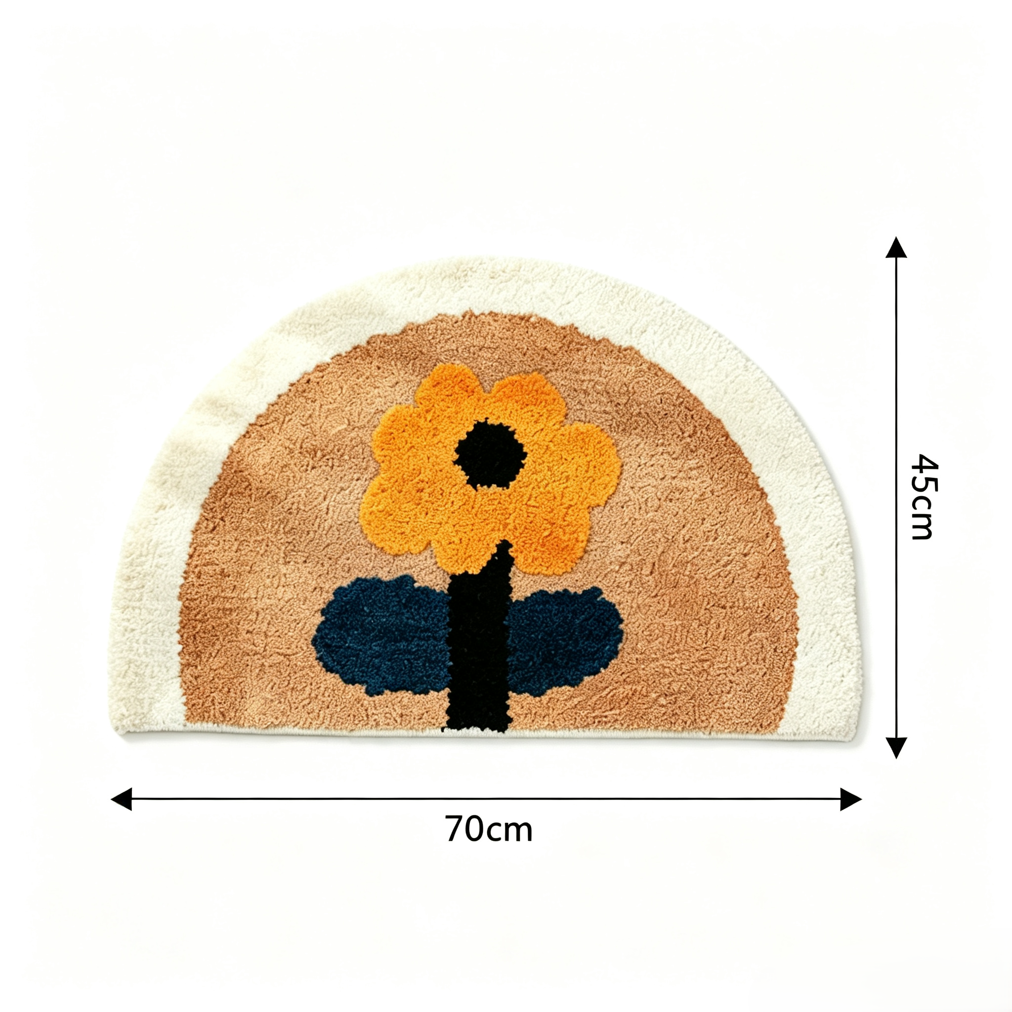 Sunflower Semicircular Bathroom Floor Mat Soft Water?Absorbent Rug with Anti?Slip Base