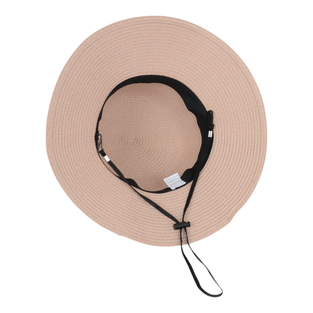 Anna-Kaci Wide Brim Straw Sun Hat with Black Ribbon Bow Adjustable Chin Strap Inner Sweatband for Outdoor and Travel Use