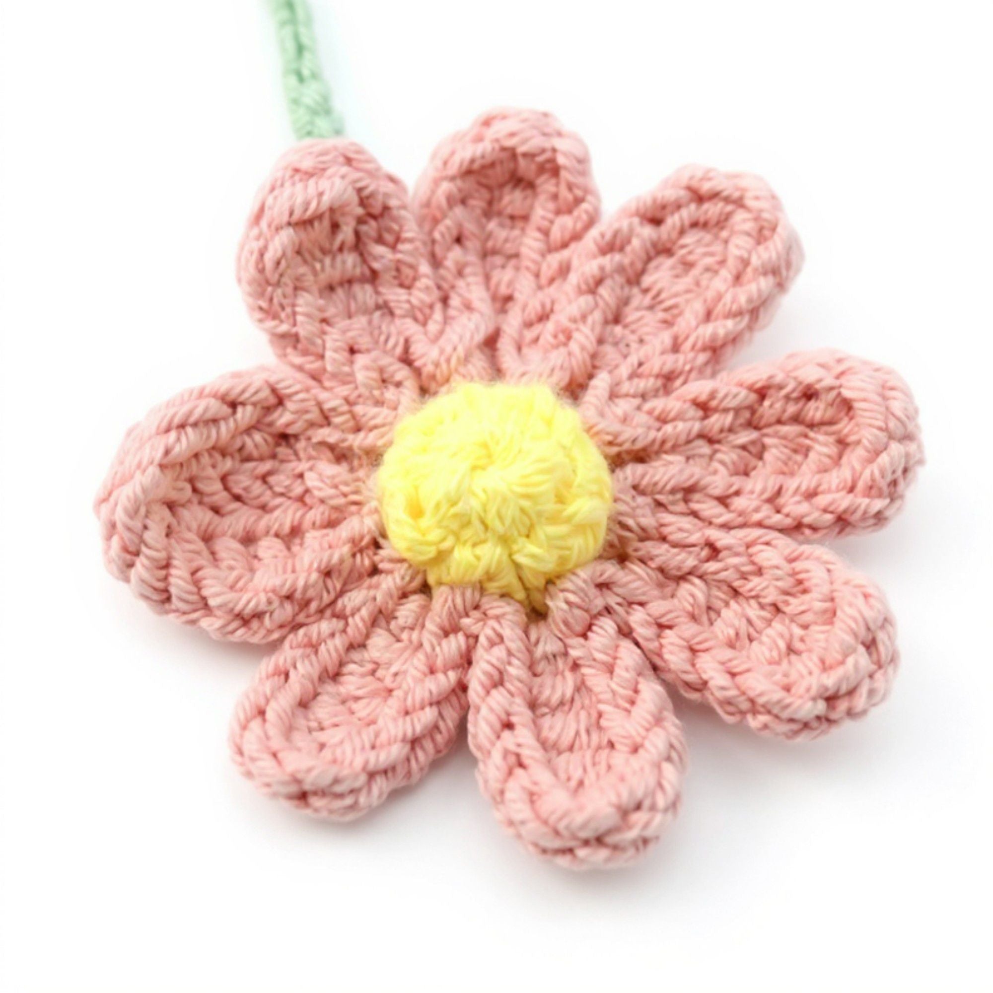 Anna-Kaci 2pcs Crochet Daisy Car Mirror Hanging Decoration with Dual Flower Design