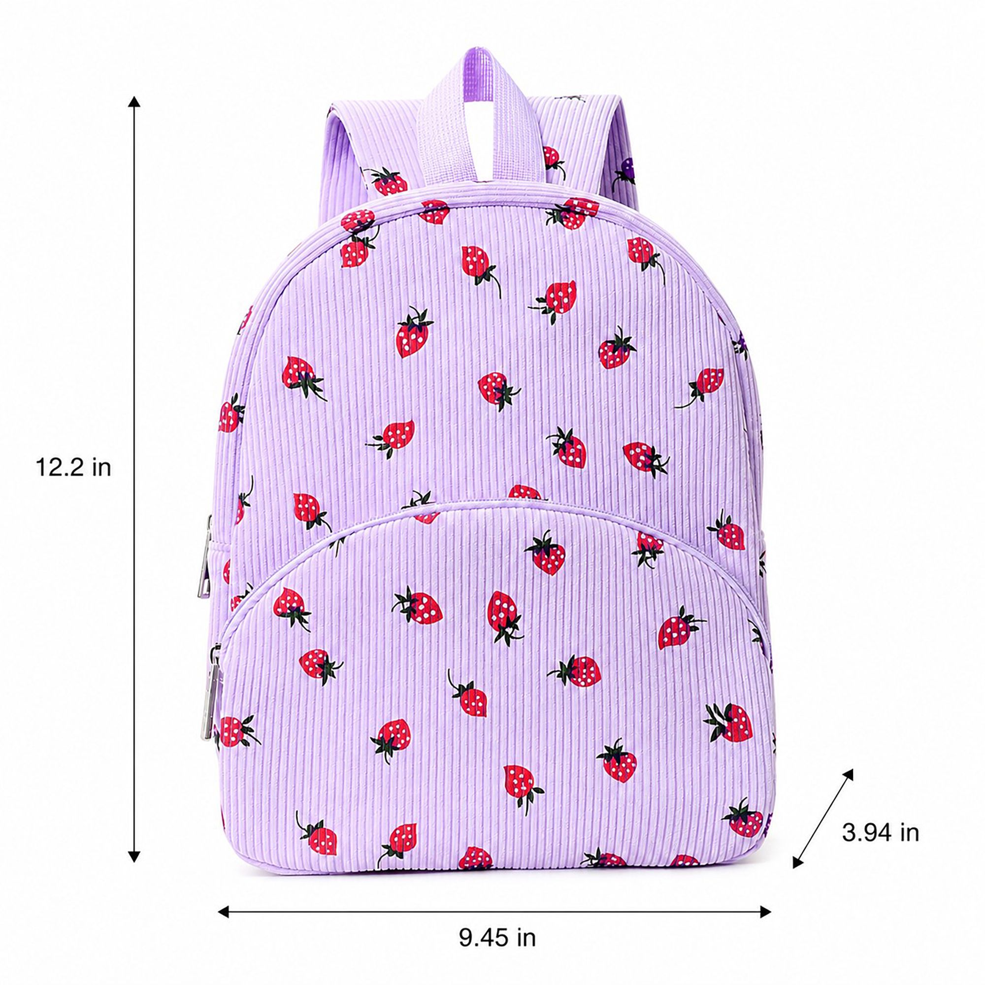 Printed Ribbed Mini Backpack with Front Pocket