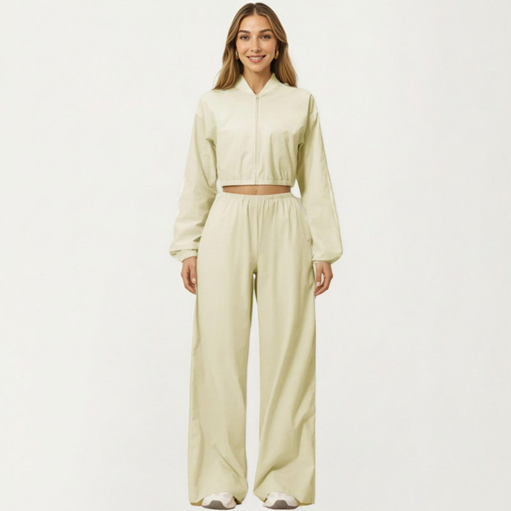 Anna-Kaci Active Women's Cropped Zip Front Jacket with Elastic Hem and Long Sleeves