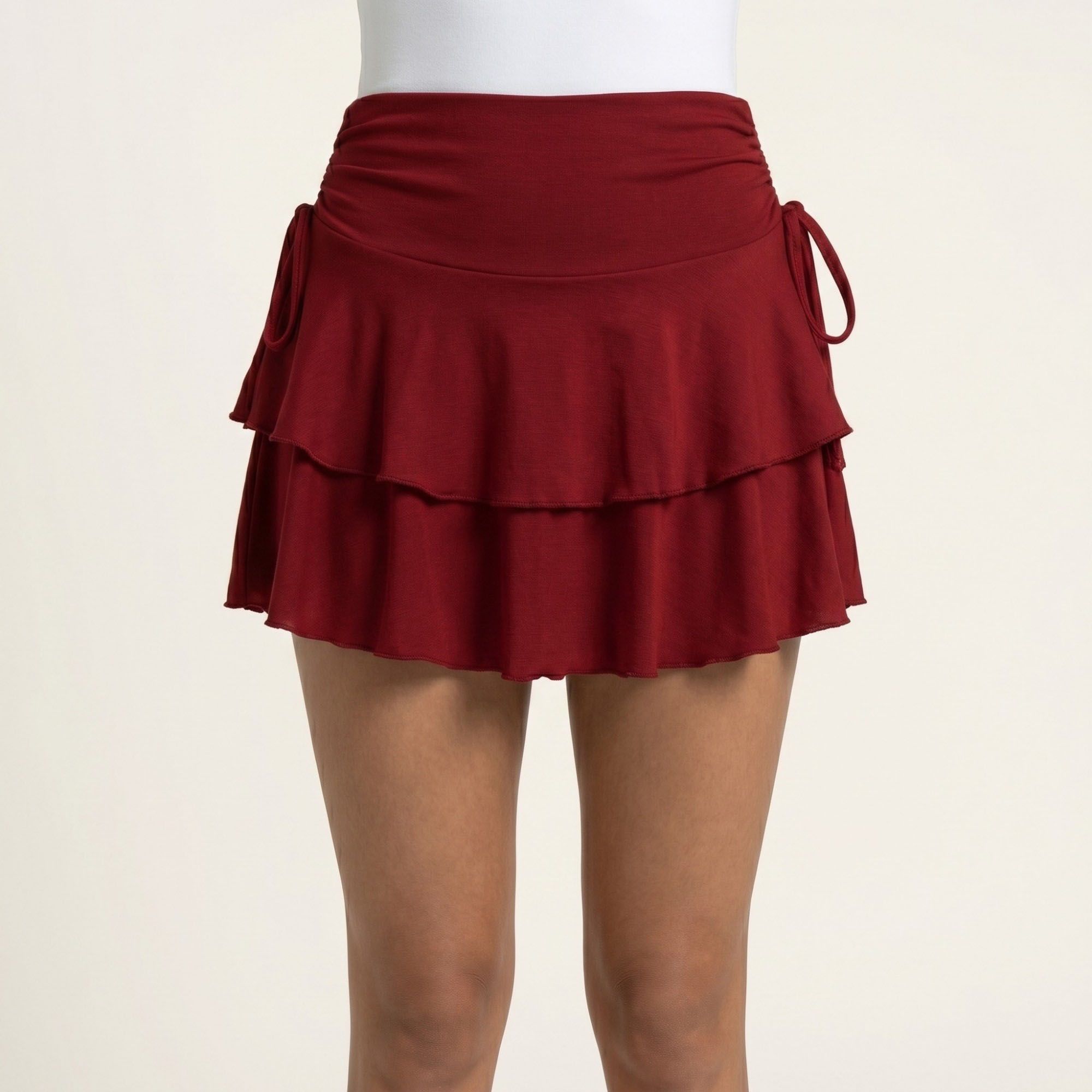 Anna-Kaci Women's Tiered Ruffle Mini Skirt Side Tie High Waist Flowy Lightweight Casual Skirt