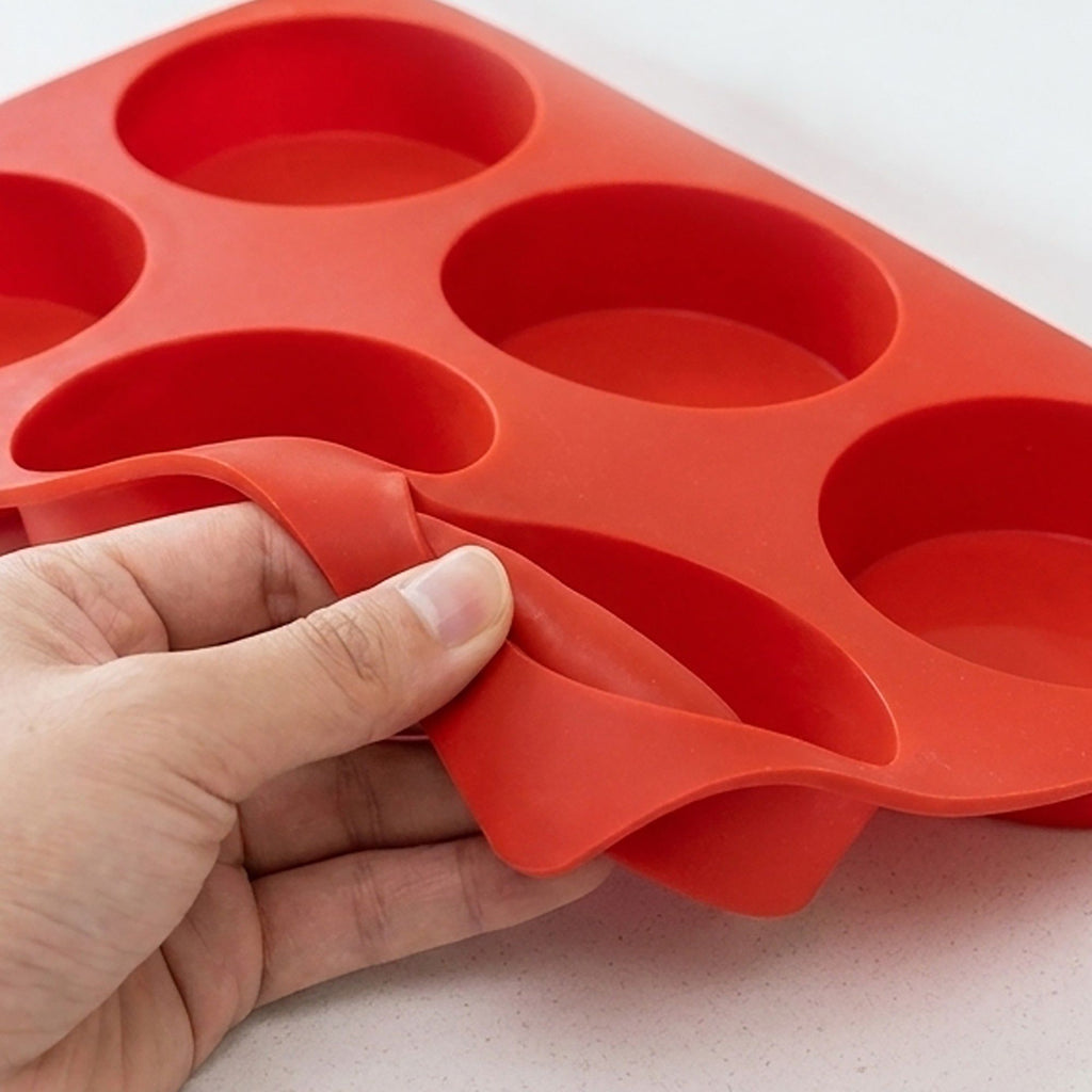 Silicone Muffin Baking Mold with 6 Round Cup Cavities