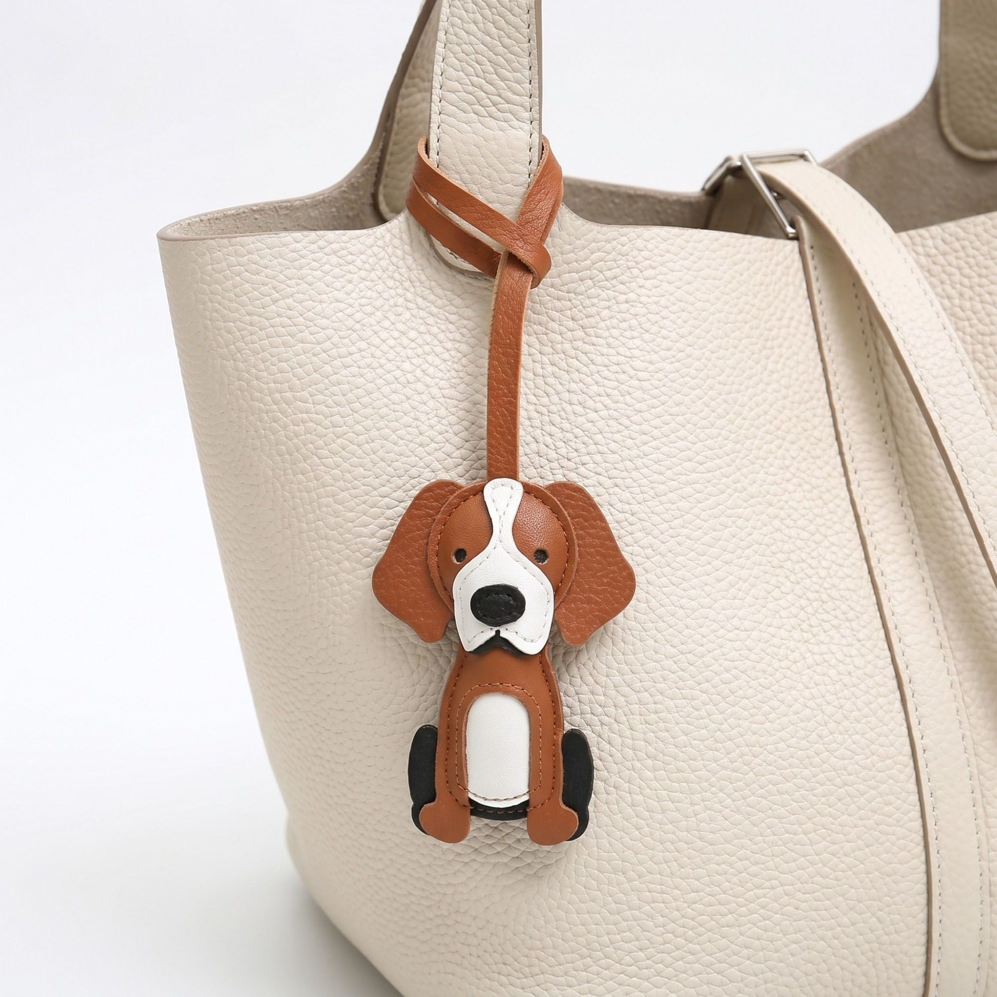 Puppy Dog Bag Charm with Faux Leather Strap