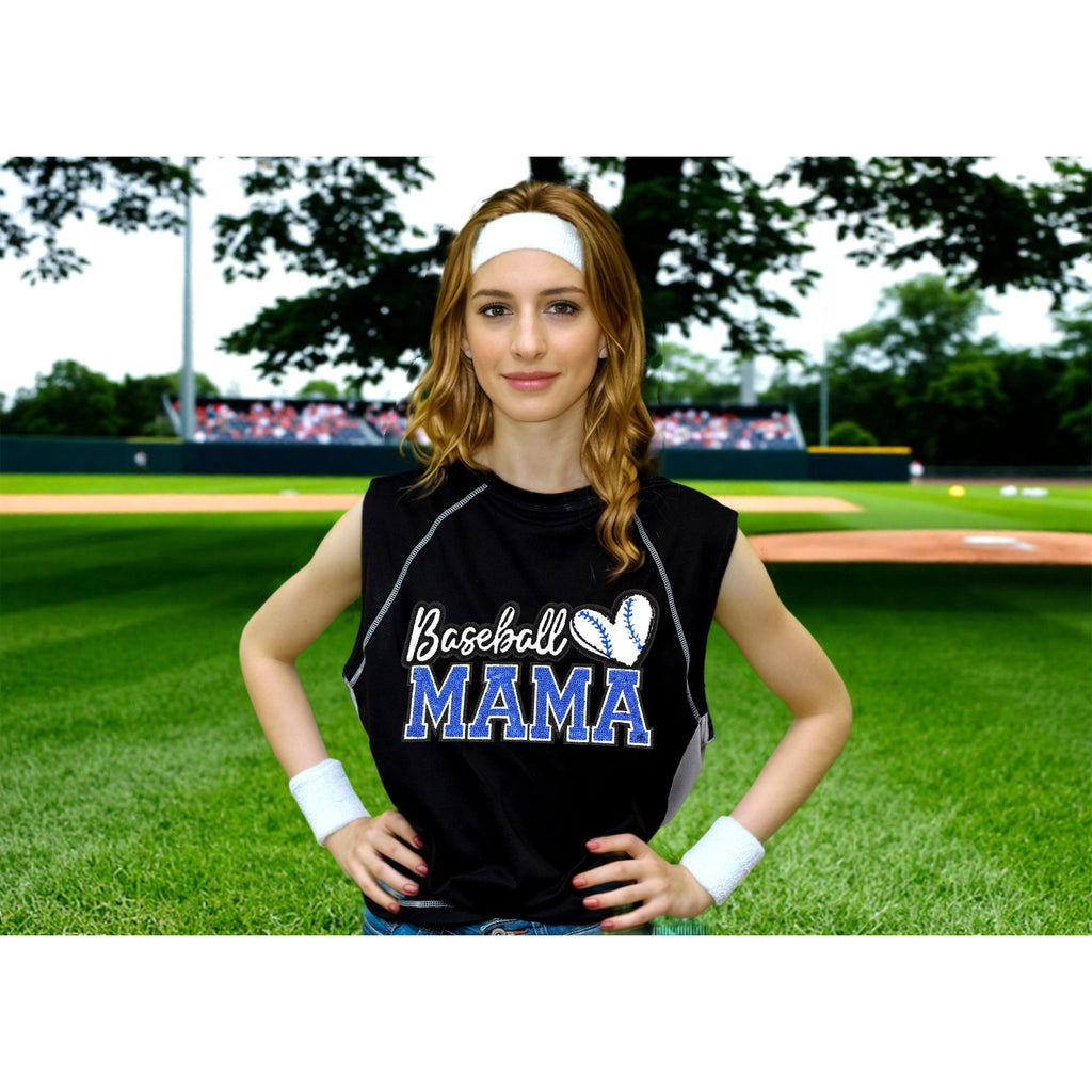 Baseball Mama Sequin Iron On Patches Game Day Applique Large Patch Accessory Clothes Jacket Uniform Backpack DIY Decor
