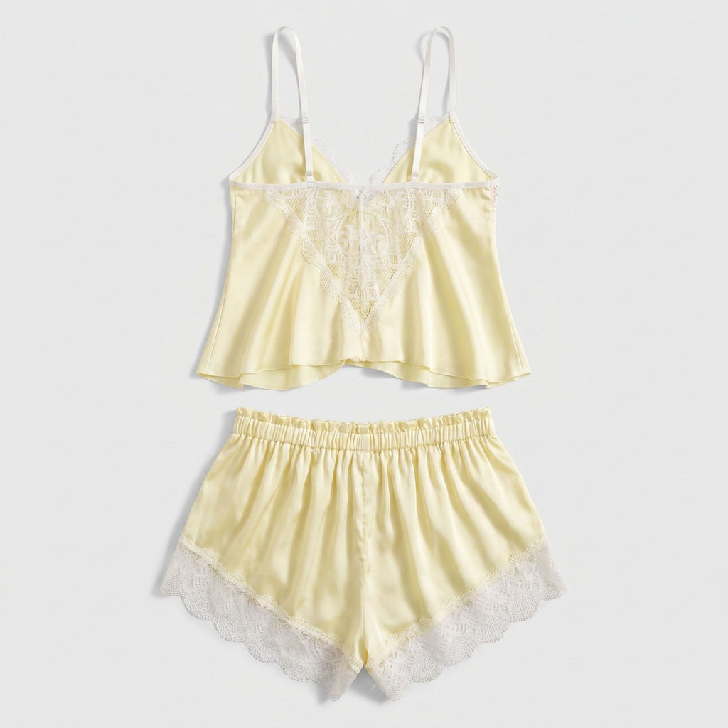 2-Piece Floral Lace Cami Top and Shorts Lingerie Set