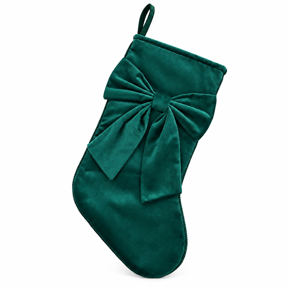 Velvet Bow Christmas Stocking Hanging Fireplace Mantel Holiday Decor